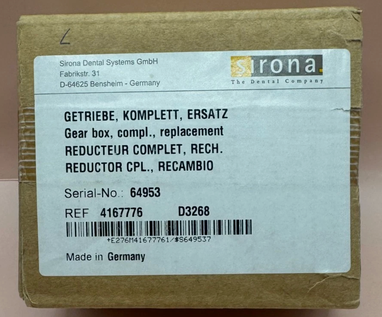 Sirona GEAR BOX 4167776 For Compact Cerec 3 , NEW SEAELED UNOPENED!!